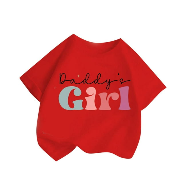 T-shirts Graphiques pour Filles à Manches Courtes Col Ras du Cou T-Shirt Hauts Mignons T-Shirt Décontracté d'Été Hauts Rouge 6-8 Ans
