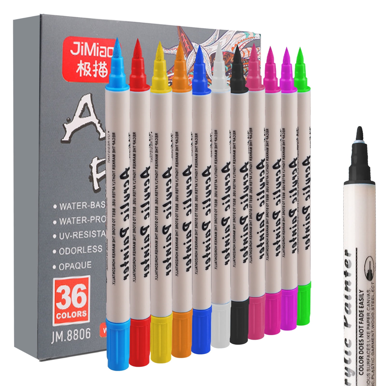 Arrtx 54 Colors Acrylic Paint Pens for Rock Painting, Extra Brush Tip,  Water Based Paint Markers for Stone, Glass, Easter Egg, Wood and Fabric