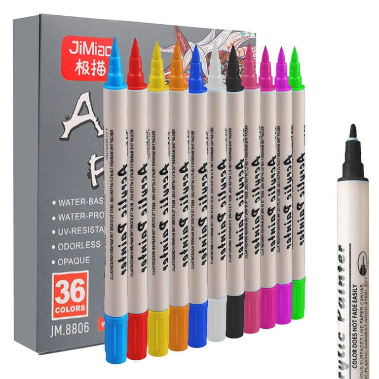 36 Colors Paint Pens Paint Markers Dual Tip, Premium Acrylic Paint Markers  for Wood, Canvas, Stone, Rock Painting - AliExpress