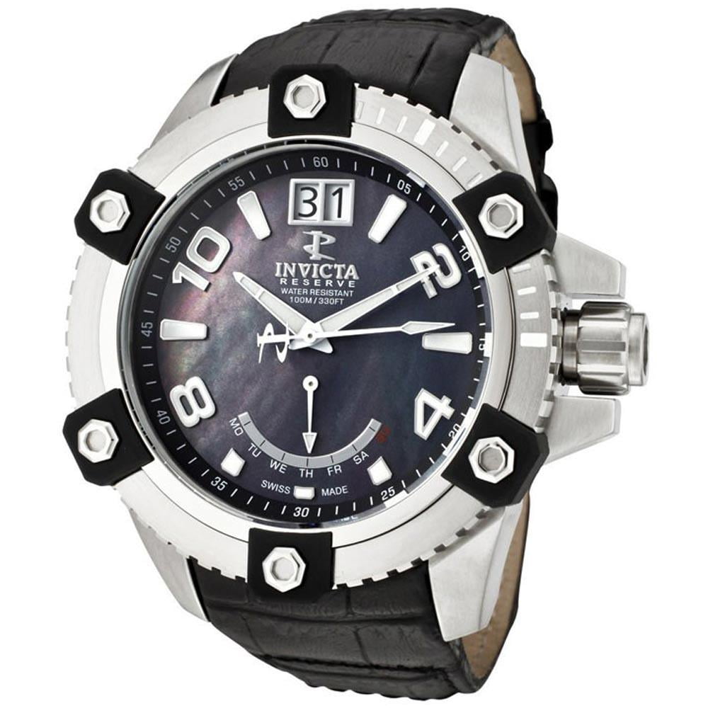 Invicta Men's 1725 Arsenal Reserve Black MOP Dial Black Leather Watch