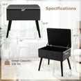 thumbnail image 2 of Favory Vanity Stool Chair with Storage, Multifunctional 20" Makeup Seat with Wood Legs, Ottoman Foot Rest, Upholstered Tufted Makeup Vanity Chair for Dressing Bedroom Living Room,Black,2, 2 of 10