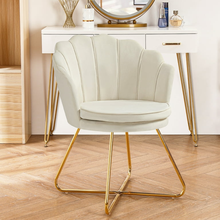 Furniliving Khaki Velvet Barrel Makeup Accent Chair Leisure Club