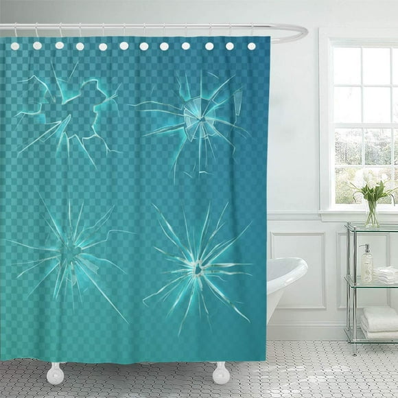YUSDECOR Screen Glass Hole Cracks Smashed Cracked Window Shattered Destruction Bathroom Decor Bath Shower Curtain 66x72 inch
