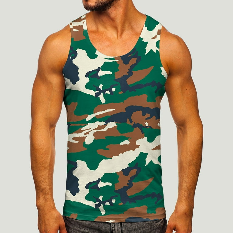 Gym Shirts for Men Workout Fashion Outdoor Sleeveless Crew Neck Tank Tops  Summer Funny Animal Print Athletic Vest
