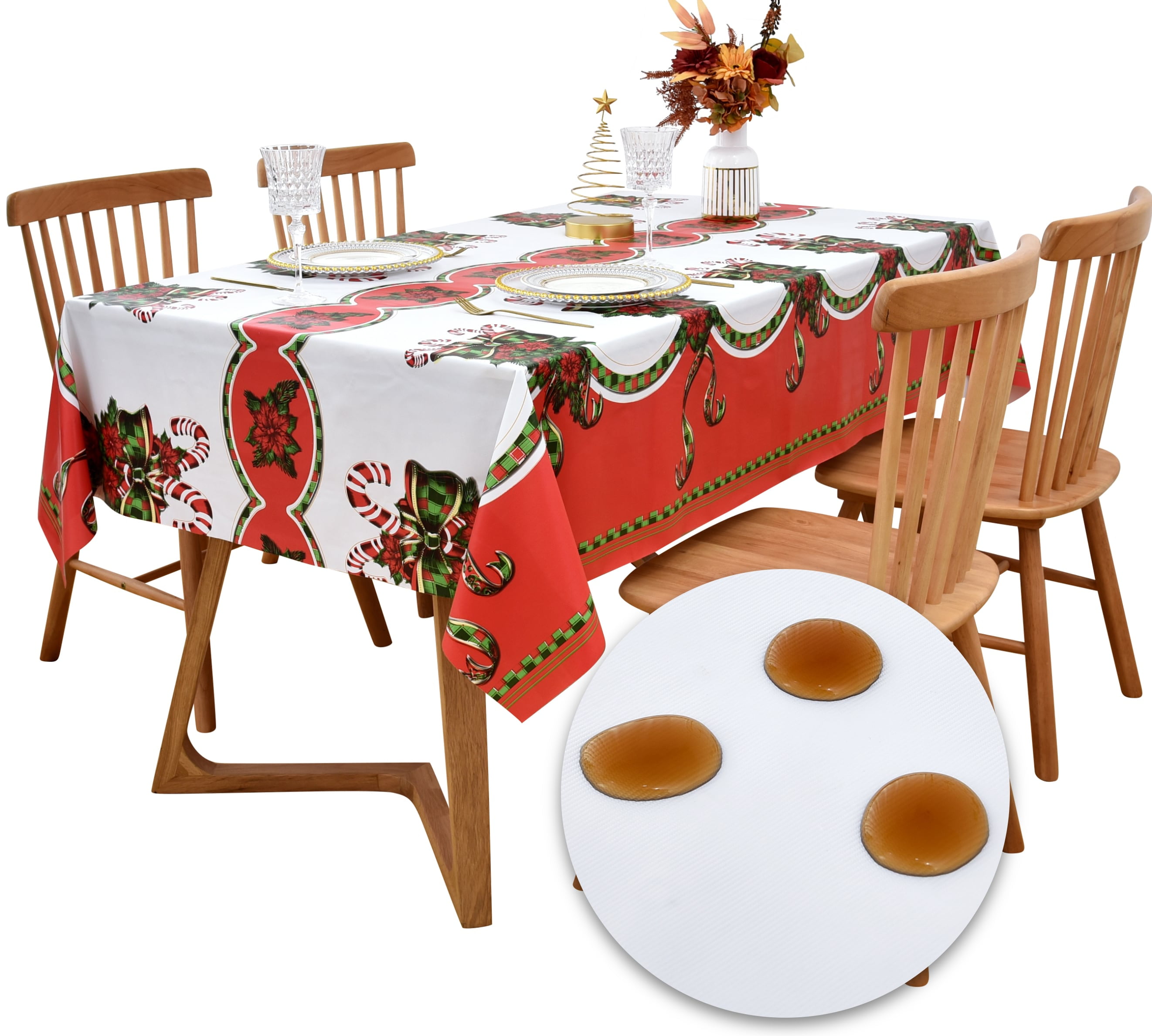 Picnic 52 Inch x 52 Inch Square Barbeque Grape Theme Indoor/Outdoor Waterproof Tablecloth Newbridge Grapevine Vinyl Flannel Backed Tablecloth Patio and Kitchen Dining
