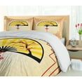 thumbnail image 5 of Ambesonne Japanese Duvet Cover Set, Cherry Blossom Orient, 2-Calking, Sand Brown Yellow Red, 5 of 7