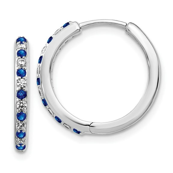 Primal Gold 14 Karat White Gold Diamond and Sapphire Hinged Hoop Earrings