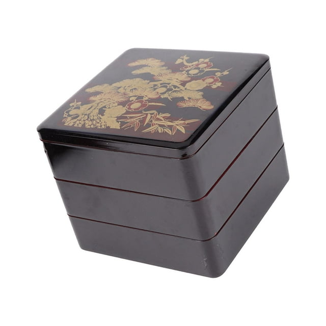 Fiambrera Bento Box cuadrada, contenedor de comida de 3 niveles, negocio con tapa, almacenamiento de alimentos, caja Bento japonesa tradicional para sin bandeja base mayimx Estuche Bento Japonés
