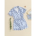 thumbnail image 5 of Toddler Boys Girls Summer 2PCS Pajama Sets Lapel Checkerboard Print Short Sleeve Lapel Shirt Top Elastic Shorts Kids Sleepwear Summer Outfits, 5 of 9