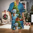 thumbnail image 2 of XDZJLR Mens Christmas Pajama Xmas Printed Silk Satin Short Sleeved Button Up Pajamas Set Pj'S Sleepwear Light Blue M, 2 of 4