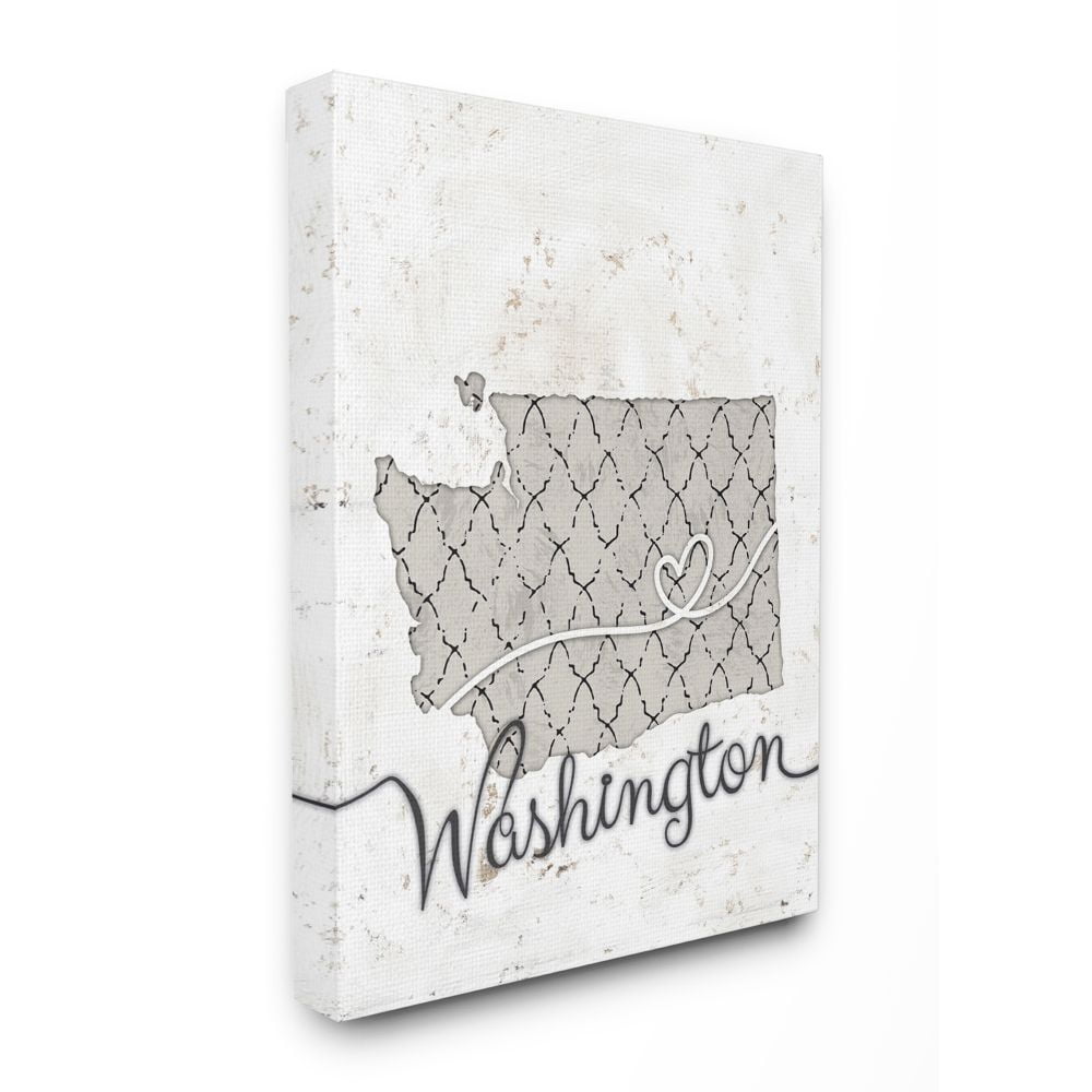 Stupell Industries Washington Patterned Grey US State Design Canvas Wall Art by Ziwei Li