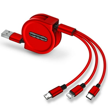 2Pack Multi USB Retractable Charging Cable,Multi Charger Cable Nylon Braided 3 in 1 Multi USB Cable Multiple Charger Cord Connector with Type C/Micro USB Port for Cell Phones and More[Upgraded]
