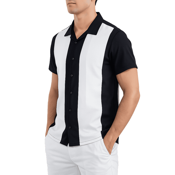 Beautiful Giant Men's Vintage Bowling Shirts Casual Short Sleeve Button Down Beach Shirts