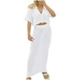 thumbnail image 2 of Sakmal Sexy Summer Dresses for Women Under $10 Cutout Solid Comfort Fit White Short Sleeve Long Sundress, 2 of 5