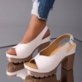 thumbnail image 5 of Viluyesy Platform Sandals for Womens, Ankle Strap Peep Toe Chunky Heels Summer Slingback Dressy Shoes Beige US5.5, 5 of 9