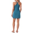 thumbnail image 3 of INSPIRE CHIC Women's Nightgown Chemise Double Shoulder Straps Knit Scalloped Lace Trim V Neck Nightwear Sleepdress L Peacock Blue, 3 of 6