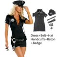 thumbnail image 1 of Policewomen Costume Party Carnival Cop Police Officer Uniform Halloween Adult Woman Police Dress Up 26s, 1 of 5