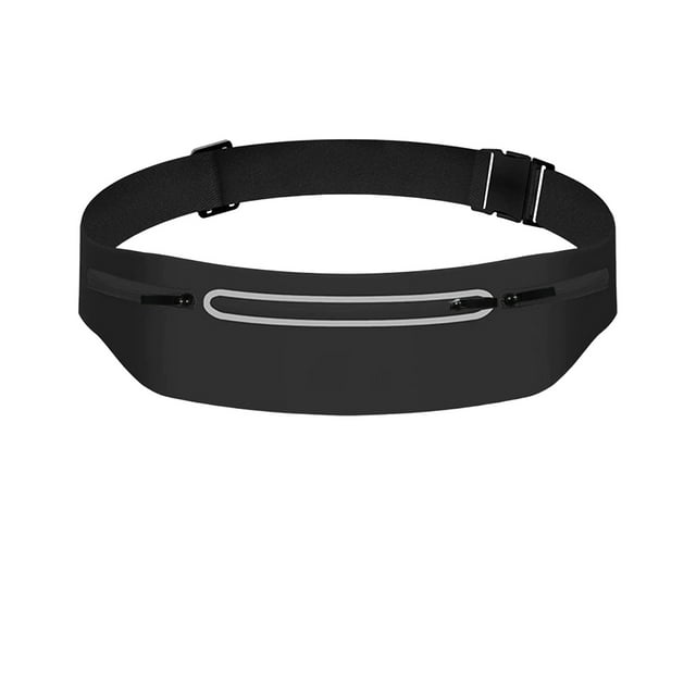 "Ultra-Light Running Waist Pack with 3 Zippered Pockets | Adjustable Waterproof Belt for Phones, Keys & Cards | Reflective Night Safety Design for Jogging, Cycling & Gym (Black)"