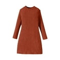 thumbnail image 5 of Diufon Girls Long Sleeve Dress Fall Winter Ribbed Knit Slim Crewneck A-line Dresses Casual Dress for 8-12 Years, 5 of 9