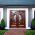 thumbnail image 4 of 72" x 80" Environment Damage Resistant Polyurethane Composite Exterior Entry House Front Door, Openable Tempered Rain Glass Window, Right-Hand Double Door Inward Swing Dark Walnut AR05, 4 of 12