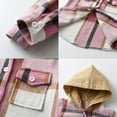 thumbnail image 3 of TOWED22 Newborn Boy Girl Buffalo Plaid Flannel Shirt Hoodie Toddler Button up Top Jacket Outwear Fall Winter Clothes(Pink,18-24 M), 3 of 4