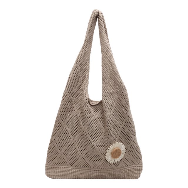 Bolso Hombro Tejido Malla Playa Mochilas para Mujeres (caqui)