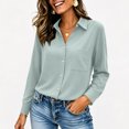 thumbnail image 4 of Yifymode Button Down Shirts for Women Long Sleeve Work Tops V Neck Shirts Dressy Casual Business Blouses with Pocket,Light Blue S, 4 of 6