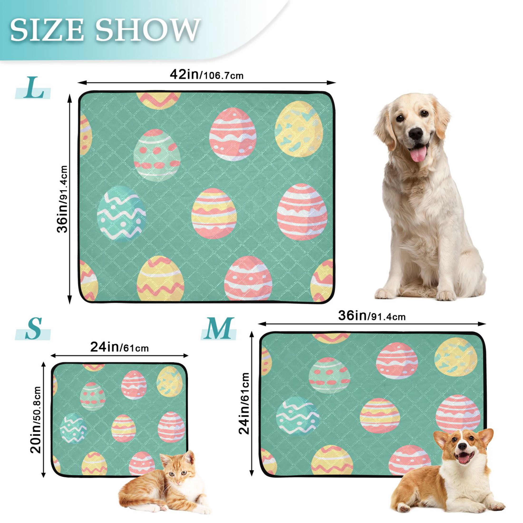 Qxltty A Pattern Of Colorful Easter Eggs Cat litter Pads Pet Set of 3 Diaper Mats Center Anti-leakage Layer Absorbent Soft and Comfortable