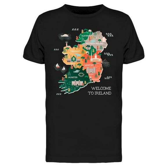 Travel Map Of Ireland T-Shirt Men -Image by Shutterstock, Male Medium