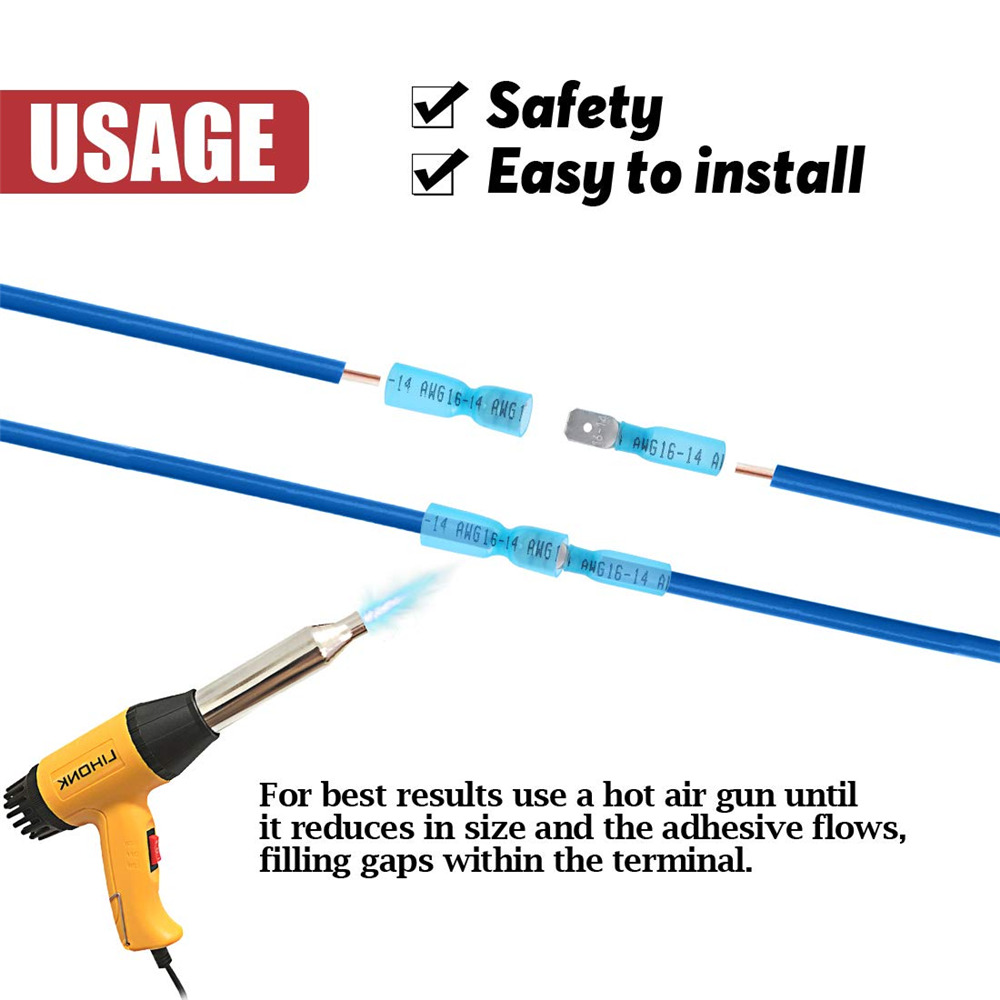 300PCS Electrical Heat Shrink  Wire Connectors Male and Female Spade Terminals