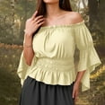 thumbnail image 4 of Women's Renaissance Shirt Ruffle Sleeve Off The Shoulder Peplum Blouse Retro Medieval Dressy Top, 4 of 5