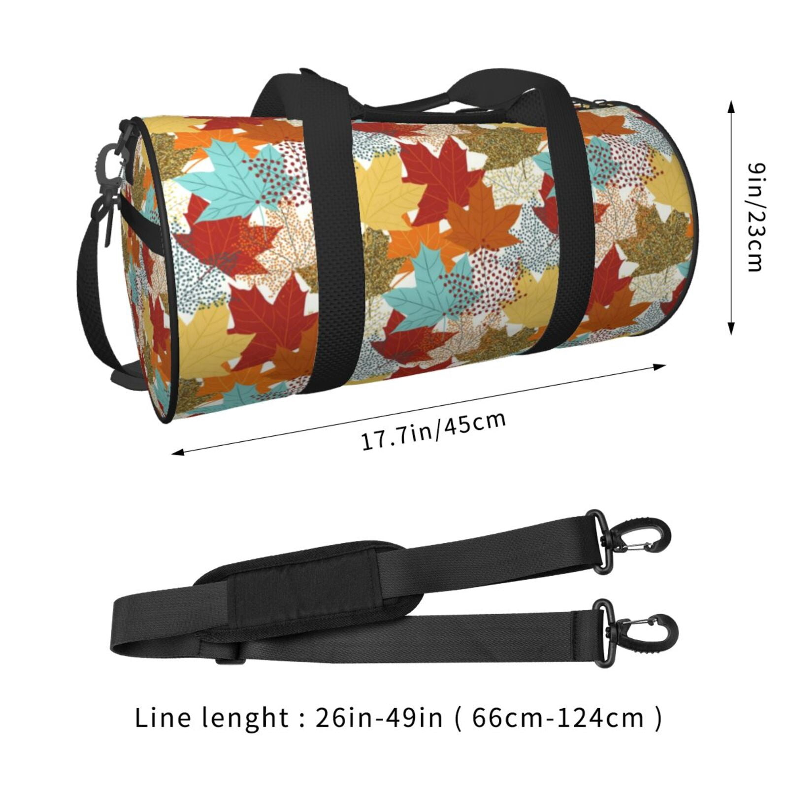 Vsdgher Fall Maple Leaves 45L Foldable Duffel Bag, Sports Gym Bag,Overnight Bag, Portable Weekender Bag for Airplanes