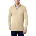 thumbnail image 1 of Geoffrey Beene suéter con cremallera de 1/4 y yugo acanalado para hombre, beige, mediano, 1 of 1