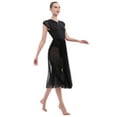 thumbnail image 6 of IBTOM CASTLE Women Lyrical Dance Dress Adult Modern Contemporary Dancewear Cap Sleeve Flowy Mesh Split Maxi Long Dress S Black, 6 of 8