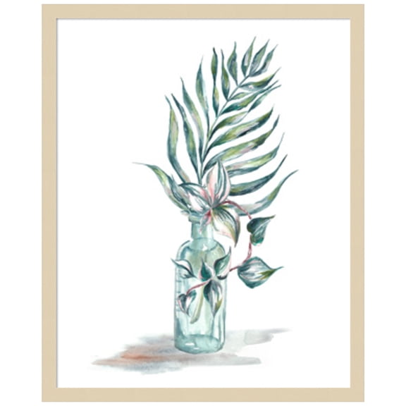 Amanti Art Island Tropics Frond in Bottle I Wood Framed Wall Art Print