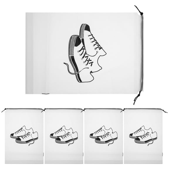 Masteelf White Drawstring Shoe Storage Bags 5pcs Portable Travel Shoe Dust Bags for Footwear Organization
