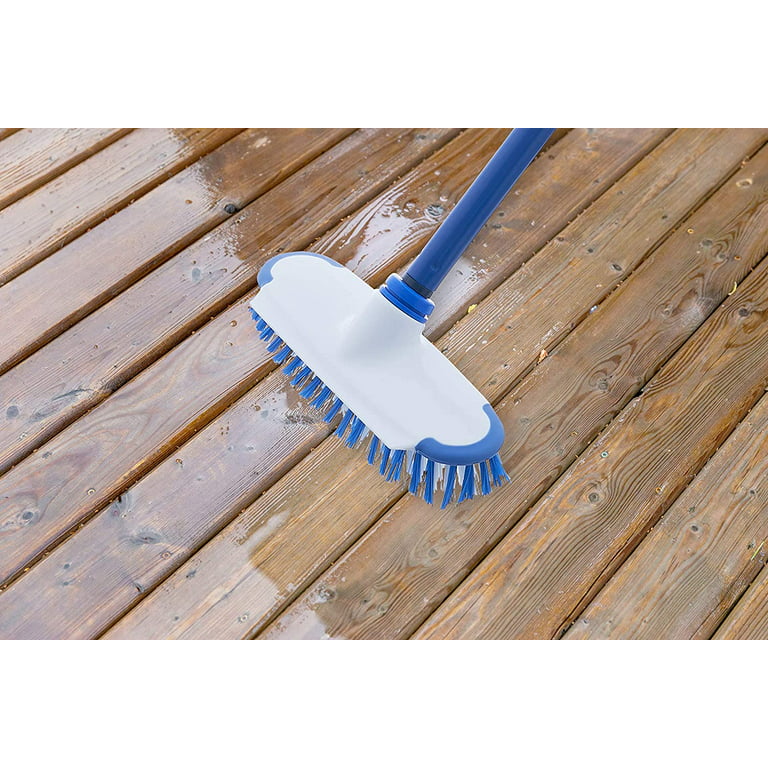 Scrubbing Brush Heavy Duty, Stiff Bristle Brush with Scraper - Wooden Scrub  Brush, Bristle Brush for Cleaning, Lawn Mower Deck Scraper, Mower Cleaning
