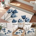 thumbnail image 5 of Blue Spring Floral Bathroom Mats 2x3 FT, Non Slip Small Kitchen Mat, Tulip Summer Botanical Washable Soft Backed Front Door Throw Rugs Non-Shedding Indoor Outdoor Doormat for Entryway Sink, 5 of 8