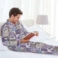 thumbnail image 5 of KLL Lavender Flowers Sleepwear Mens Flannel Pajamas,Long Cotton Pj Set, 5 of 7