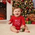 thumbnail image 2 of Weebloom Christmas Baby Boy Girl Sleepers Long Sleeve Bodysuit Festive Cartoon Letter Print Cute Soft Outfit Pjs Sleepwear Onesie Romper Pajamas Red 3-6M, 2 of 4
