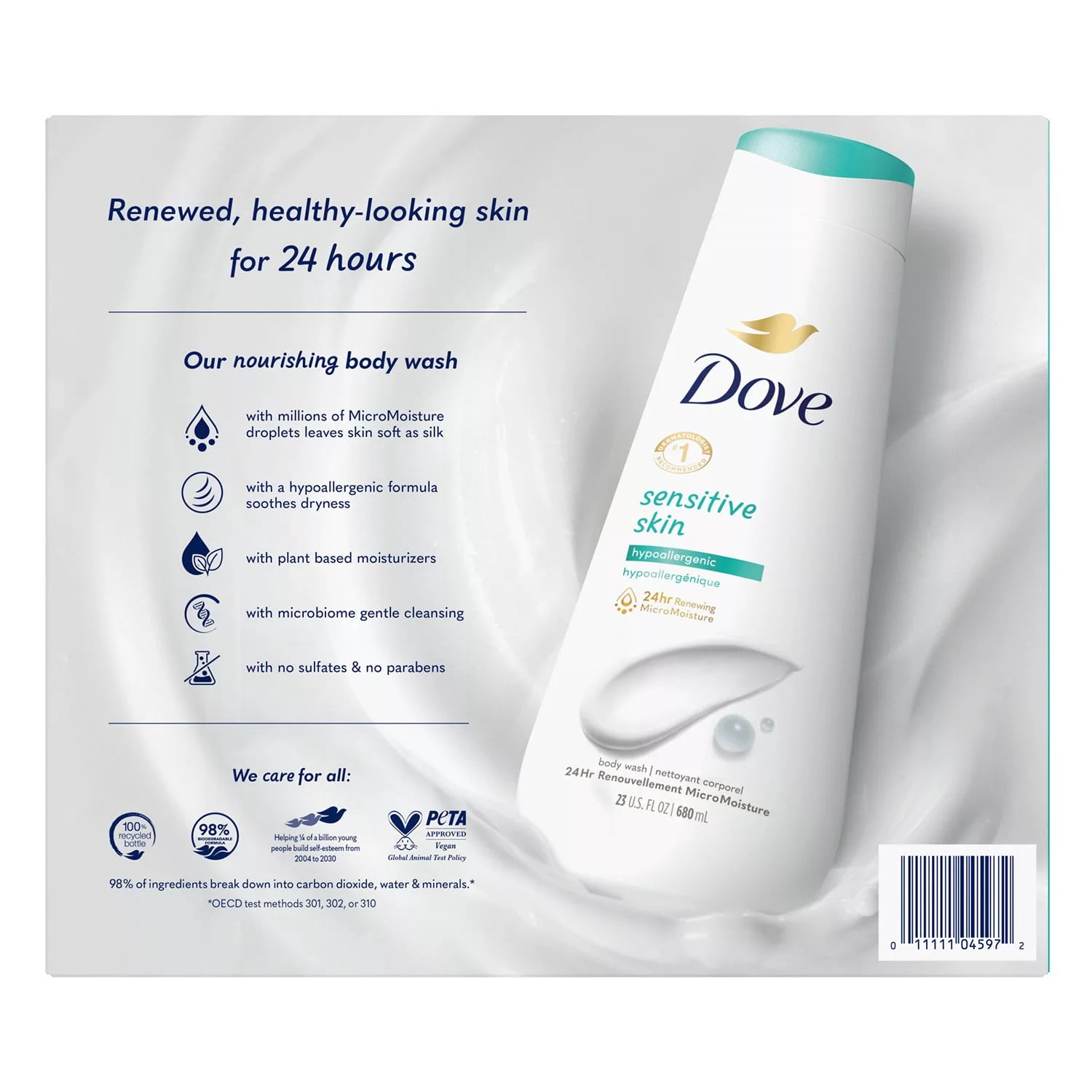 Dove Nourishing Body Wash, Sensitive Skin, 23 Fluid Ounce (Pack of 3)