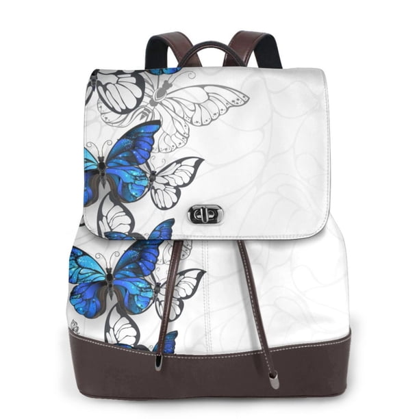 Fotbe Blue Flying Butterflies Mochila Bolso con Estampado para Mujer, Mochila Antirrobo de Nylon Impermeable, Bolsa Ligera de Hombro