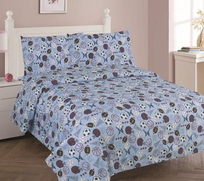 MVP Full Size 4Piece Kids Printed Microfiber Bedding Sheet Set 1 Flat