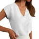 thumbnail image 1 of Blusa texturizada con mangas casquillo y cuello en V para mujer - 2025 Camisa informal de verano para el trabajo, poliéster - Corte holgado para el trabajo/salidas - Tallas estadounidenses 4-22, 1 of 5