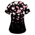thumbnail image 4 of Holiday Scrub Tops for Women Valentines Day Short Sleeve V Neck Heart Print Nurse Uniforms with Pockets Working Scrubs 2026 Pink S, 4 of 5