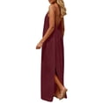 thumbnail image 5 of longantii Women Maxi Dress Casual Sleeveless Backless Cami Dress Spaghetti Strap Summer Beach Vacation Loose Flowy Long Sundress Wine S, 5 of 7
