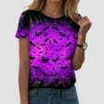 thumbnail image 2 of Gubotare Halloween T Shirt Women Funny Graphic Print Fall Short Sleeve Tee Tops Halloween Pumpkin Shirt Women (Dark Purple,XL), 2 of 5
