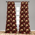 thumbnail image 2 of Skulls and Roses Window Curtains, Romantic Flowers and Leaves with Skeleton Heads Goth Themed, Lightweight Decor 2-Panel Set with Rod Pocket, Pair of - 28"x84", Ecru Dark Pink and Maroon, by Ambesonne, 2 of 3
