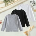 thumbnail image 2 of Ulanda 3 Pack Toddler Girls Cotton Long Sleeve T-Shirt Crewneck Solid Color Boys Kids Soft Basic Tees for 1-11 Years (Light Gray, 11-12 Years), 2 of 9