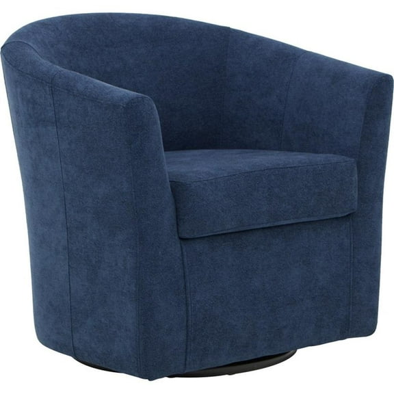Fox Hill Trading Traditional Fabric Swivel Club Chair, Indigo